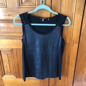 Elie Tahari Navy Blue Suede Sleeveless Tank Top